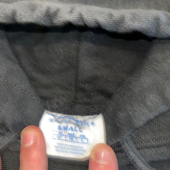 Vtg Champion Reverse Weave Hoodie Size Small Puff Embroidery Black Pullover - Picture 7 of 7